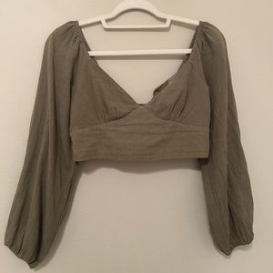 Princess Polly Olive Crop Top